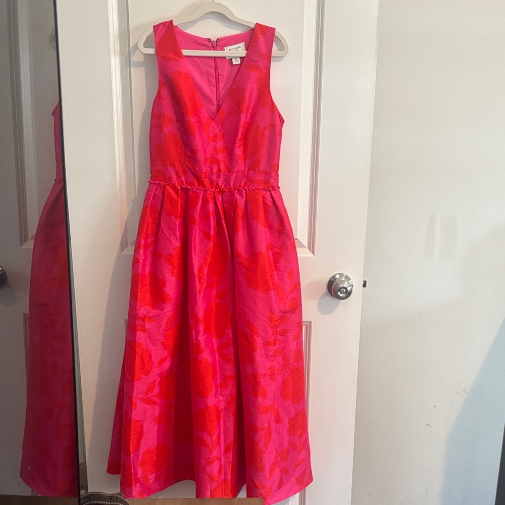 Pink and Red Midi Dress